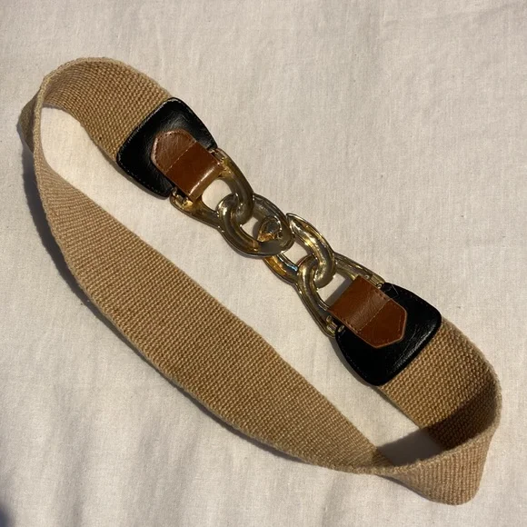 Vintage stretch belt with large gold chain link buckle - Picture 11 of 12